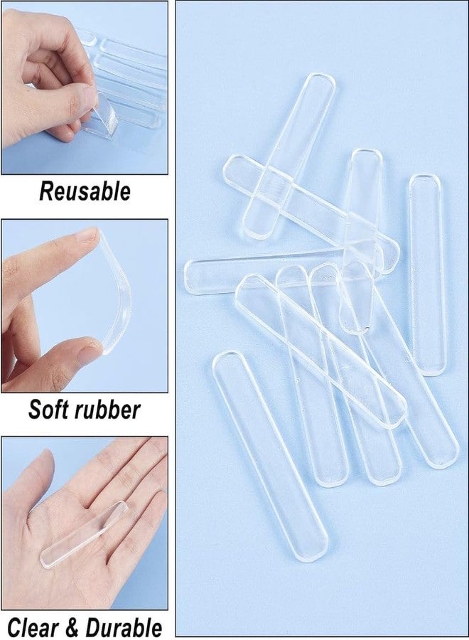 VIVUE Silicon Wall Protector, 10Pcs Transparent 2.24 inch Strip Door Handle Bumper Soft Wall Protector Self Adhesive Door Knob for Wall Shield Guard Sliding Clear Door Bumpers Stopper Silencer (Strips) - Image 3